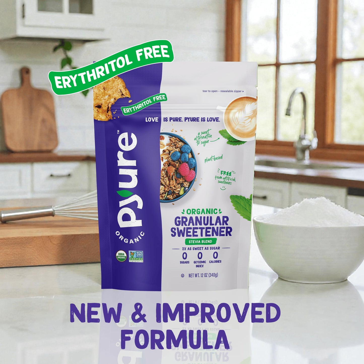 Pyure Organic Stevia Blend | Zero Calorie Sugar Substitute, 24 Oz Pouch