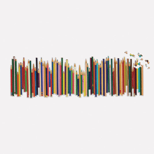 Frank Lloyd Wright Colored Pencils Shaped Panoramic Puzzle, 1,000 Pieces, 44” x 14” – Landscape Jigsaw Puzzle with Colorful Artwork – Thick, Sturdy Pieces, Challenging Family Activity
