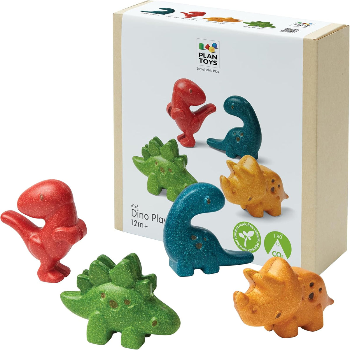 PlanToys® Wooden Sea Life 4-Piece Set, Dolphin, Orca, Whale & Shark Kids