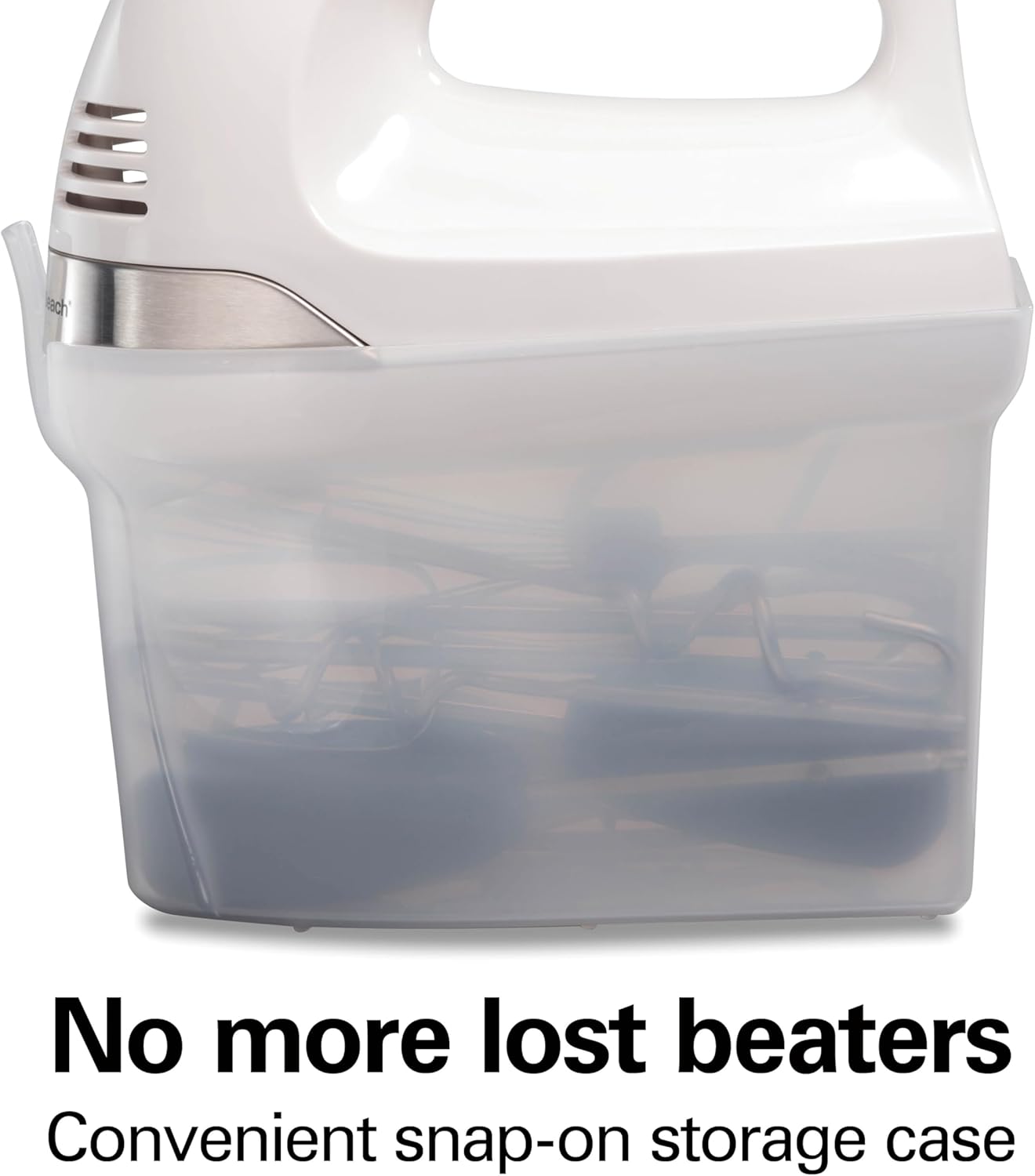 Hamilton Beach 6-Speed Electric Hand Mixer with Whisk, Dough Hooks and Easy Clean Beaters, Powerful 275 Watt Motor, Snap-On Storage Case, White