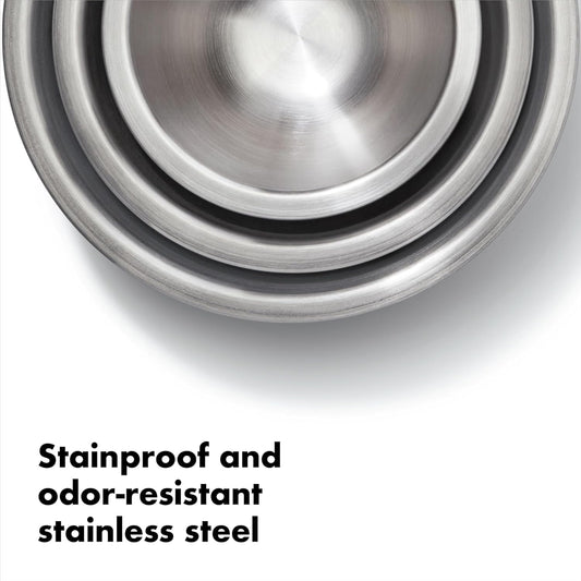 OXO Good Grips 3-Piece Stainless-Steel Mixing Bowl Set