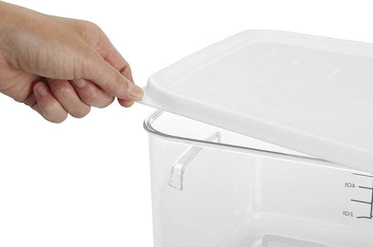 Rubbermaid Commercial Products, Space Saving Square Food Storage Container, 4 Quart, Clear, for Kitchen/Sous Vide/Meal Prep