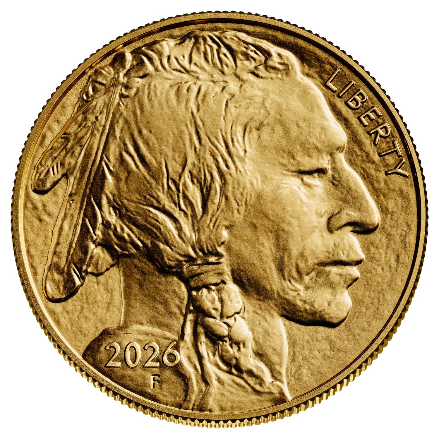 2026 American Gold Buffalo bullion coin obverse featuring Native American chief portrait inscribed Liberty gold investment coin US Mint