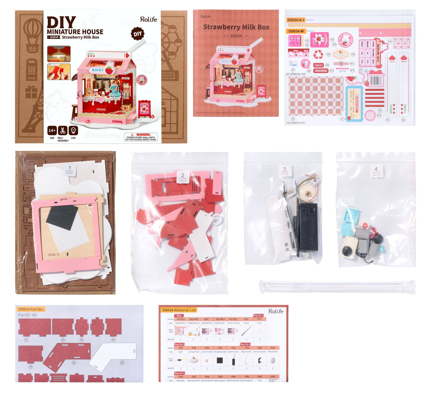 Strawberry Milk Box ROBOTIM Rolife DIY Miniature House