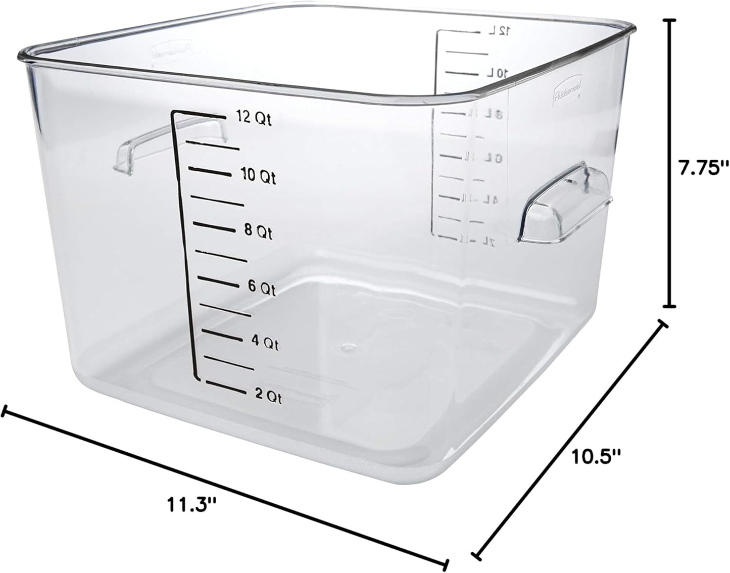 Rubbermaid Commercial Products, Space Saving Square Food Storage Container, 4 Quart, Clear, for Kitchen/Sous Vide/Meal Prep