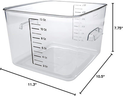 Rubbermaid Commercial Products, Space Saving Square Food Storage Container, 4 Quart, Clear, for Kitchen/Sous Vide/Meal Prep