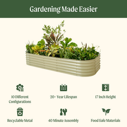 17" Tall 10 In 1 Jumbo Modular Metal Raised Garden Bed Kit