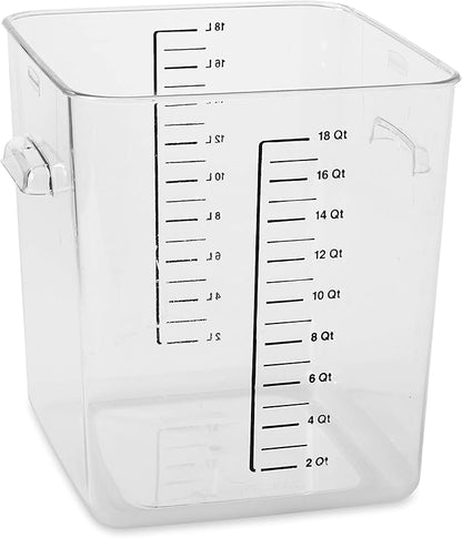 Rubbermaid Commercial Products, Space Saving Square Food Storage Container, 4 Quart, Clear, for Kitchen/Sous Vide/Meal Prep