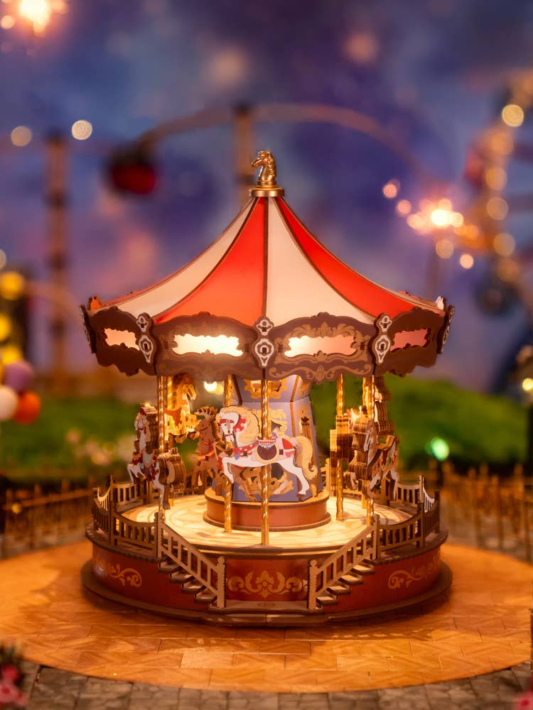 Rolife Classic Carousel DIY Music Box 3D Wooden Puzzle