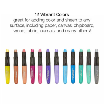 Mixed Media Gel Stick Crayons - 12 Metallic Colors