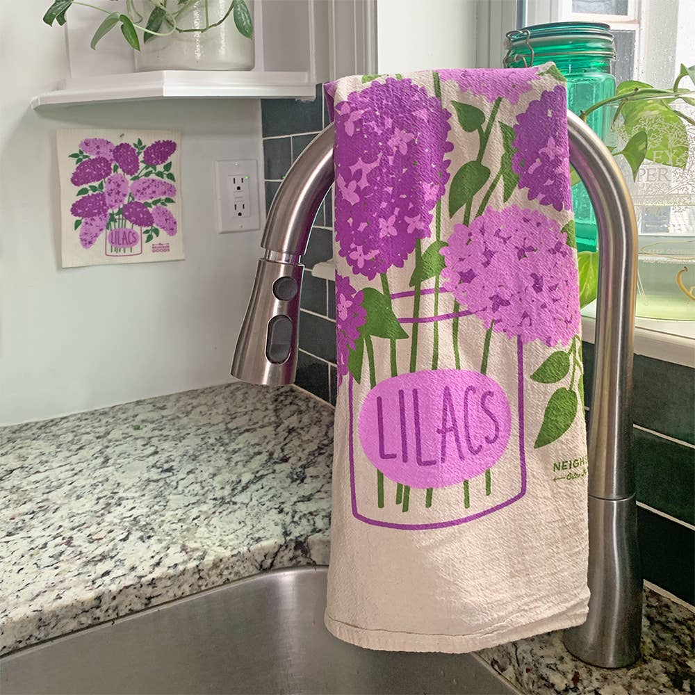 FLOWER GARDEN (Lilacs, Roses) - Tea Towel Set of 2