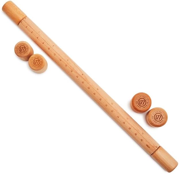 Beechwood Rolling Pin with Height Guides