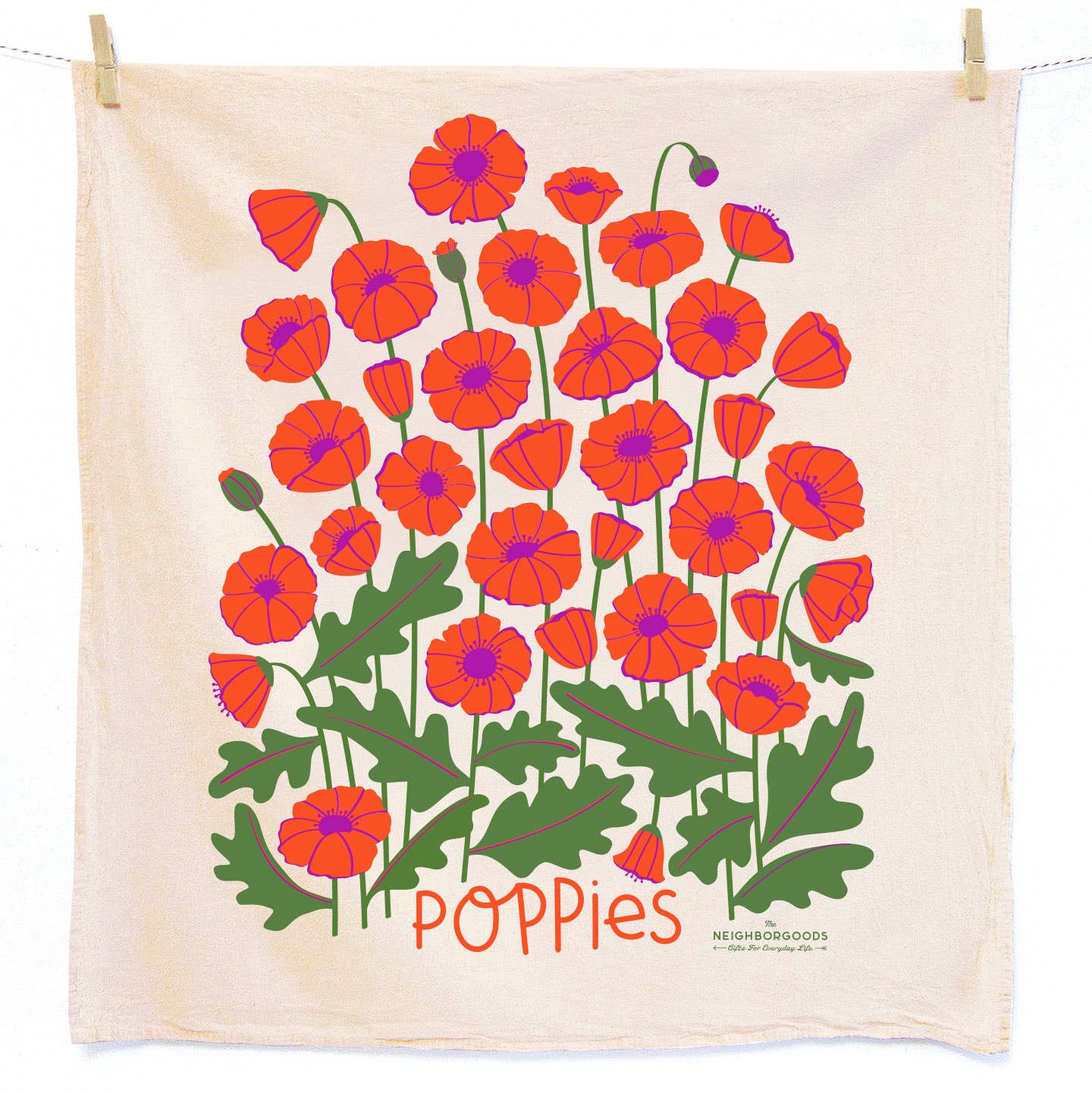 POPPY PATCH (Poppies, Basil) - Tea Towel Set of 2