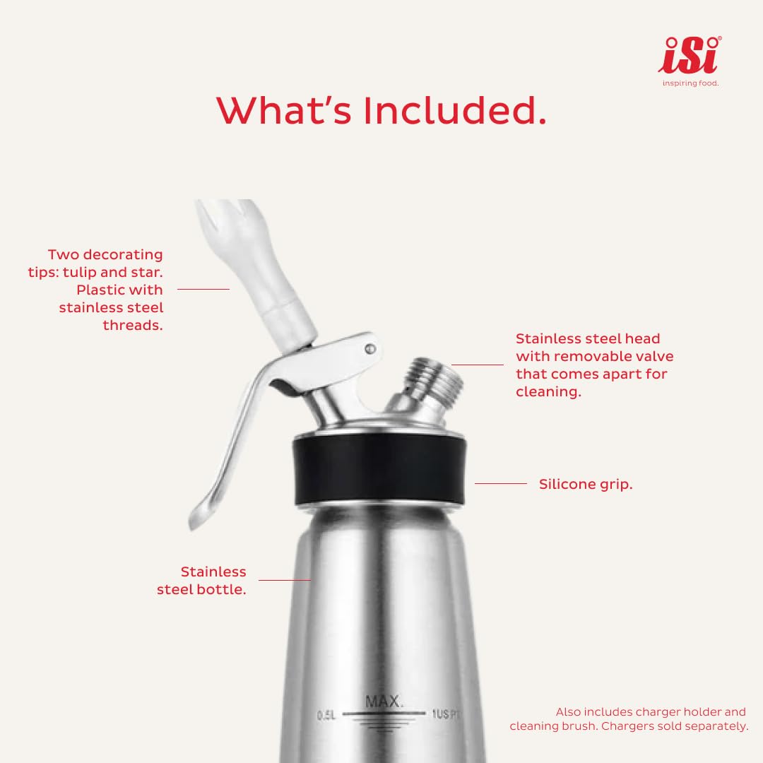 iSi Cream Profi Whip Cream Whipper | Stainless Steel, 1 Pint or 1 Quart