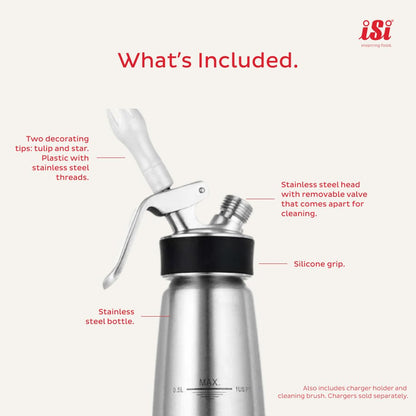 iSi Cream Profi Whip Cream Whipper | Stainless Steel, 1 Pint or 1 Quart