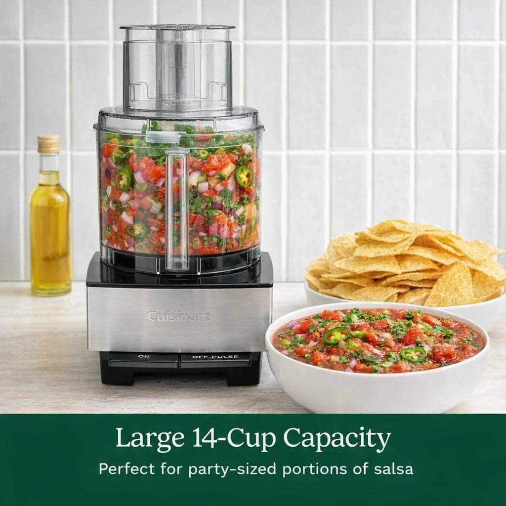Cuisinart Food Processor, 14-Cup Food Chopper | 720-Watt Motor, Stainless Steel, DFP-14BCNY