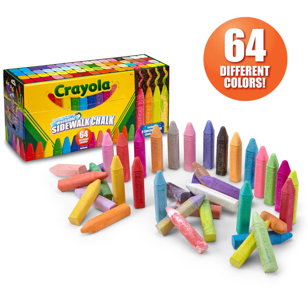 Crayola Ultimate Washable Chalk Collection (64ct), Essential Easter Basket Stuffers, Bulk Outdoor Sidewalk Chalk for Kids, Outdoor Activities & Spring Crafts, Gifts for Kids