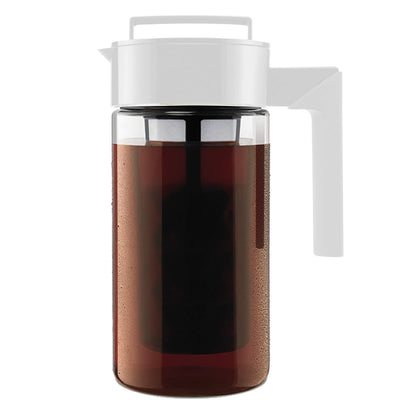 Takeya Deluxe Cold Brew Coffee Maker - BPA-Free Tritan Pitcher with Airtight Leakproof Lid, Silicone Grip Handle, Fine-Mesh Filter - Shatter-Proof, Dishwasher Safe, Made in USA - 2 Quart/Stone