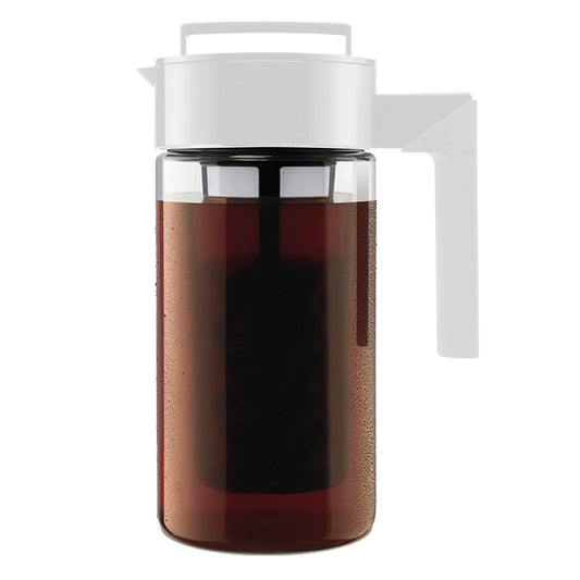 Takeya Deluxe Cold Brew Coffee Maker - BPA-Free Tritan Pitcher with Airtight Leakproof Lid, Silicone Grip Handle, Fine-Mesh Filter - Shatter-Proof, Dishwasher Safe, Made in USA - 2 Quart/Stone