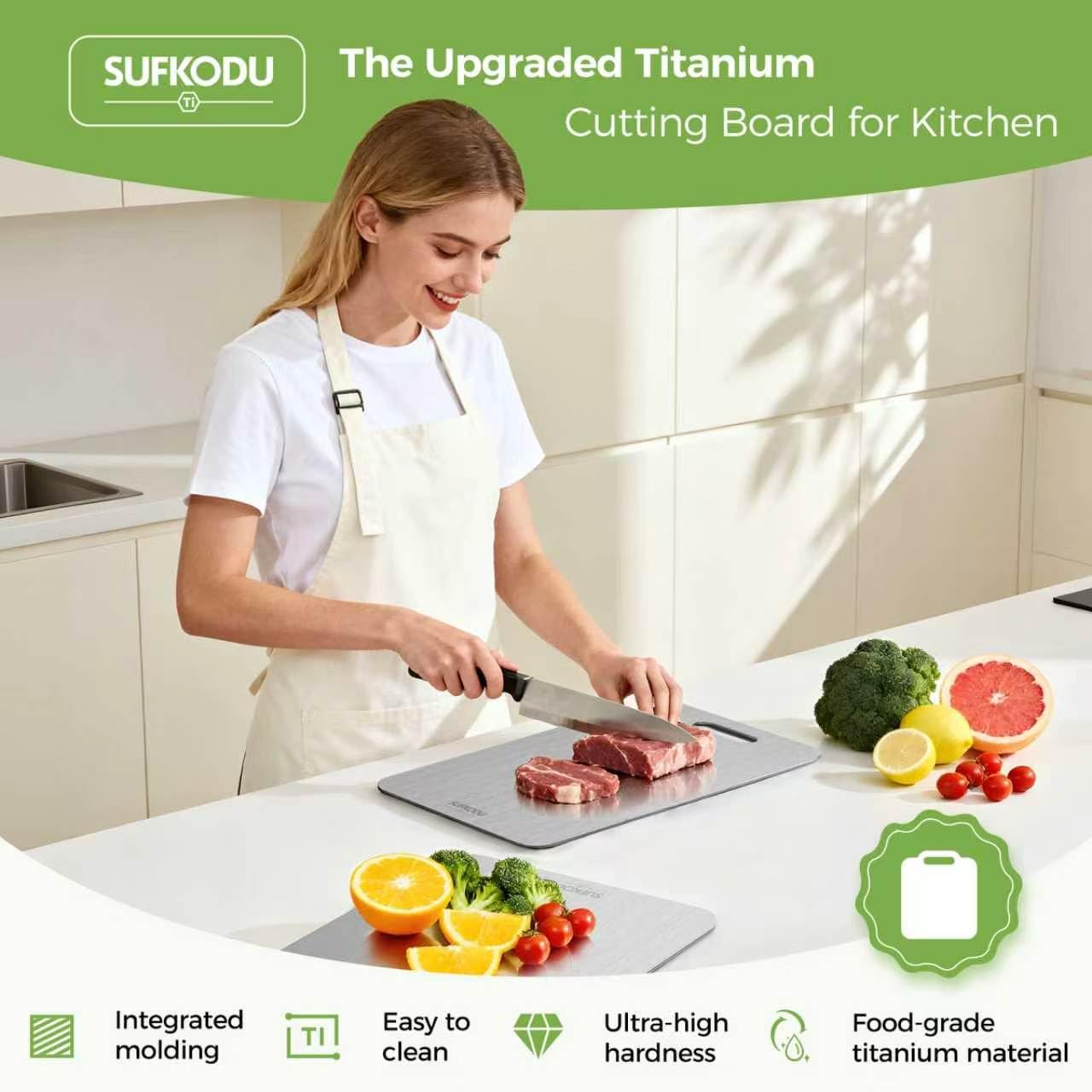 Titanium Cutting Board Set of 3 (M+L+XL）