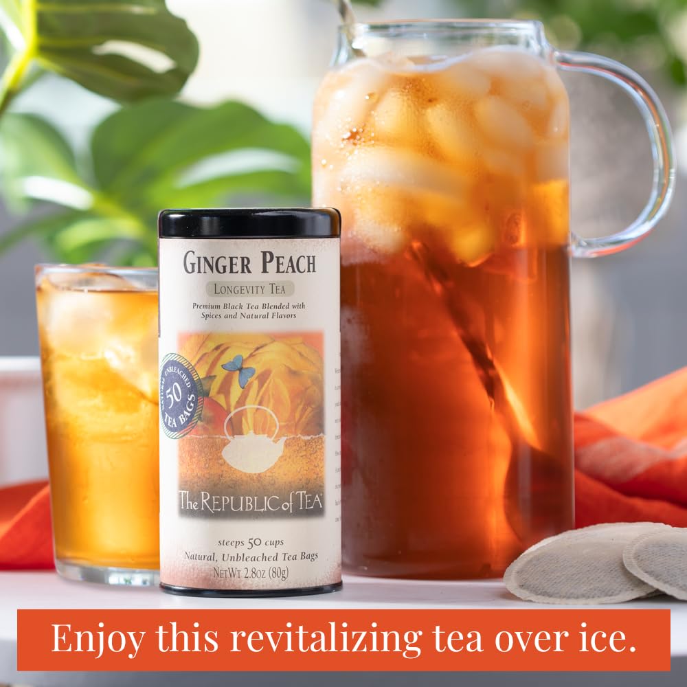 Ginger Peach Black Tea, Naturally Caffeinated, 50 Ct. | The Republic of Tea