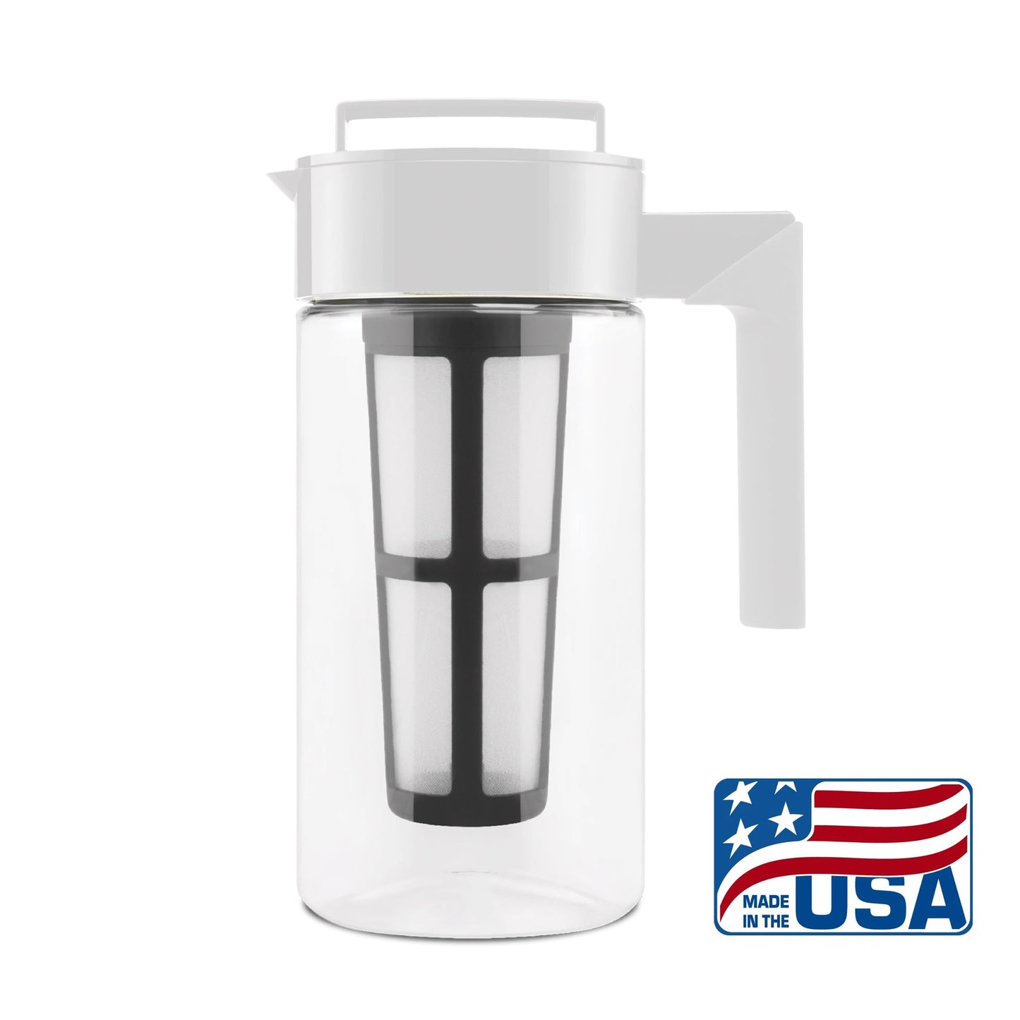 Takeya Deluxe Cold Brew Coffee Maker - BPA-Free Tritan Pitcher with Airtight Leakproof Lid, Silicone Grip Handle, Fine-Mesh Filter - Shatter-Proof, Dishwasher Safe, Made in USA - 2 Quart/Stone