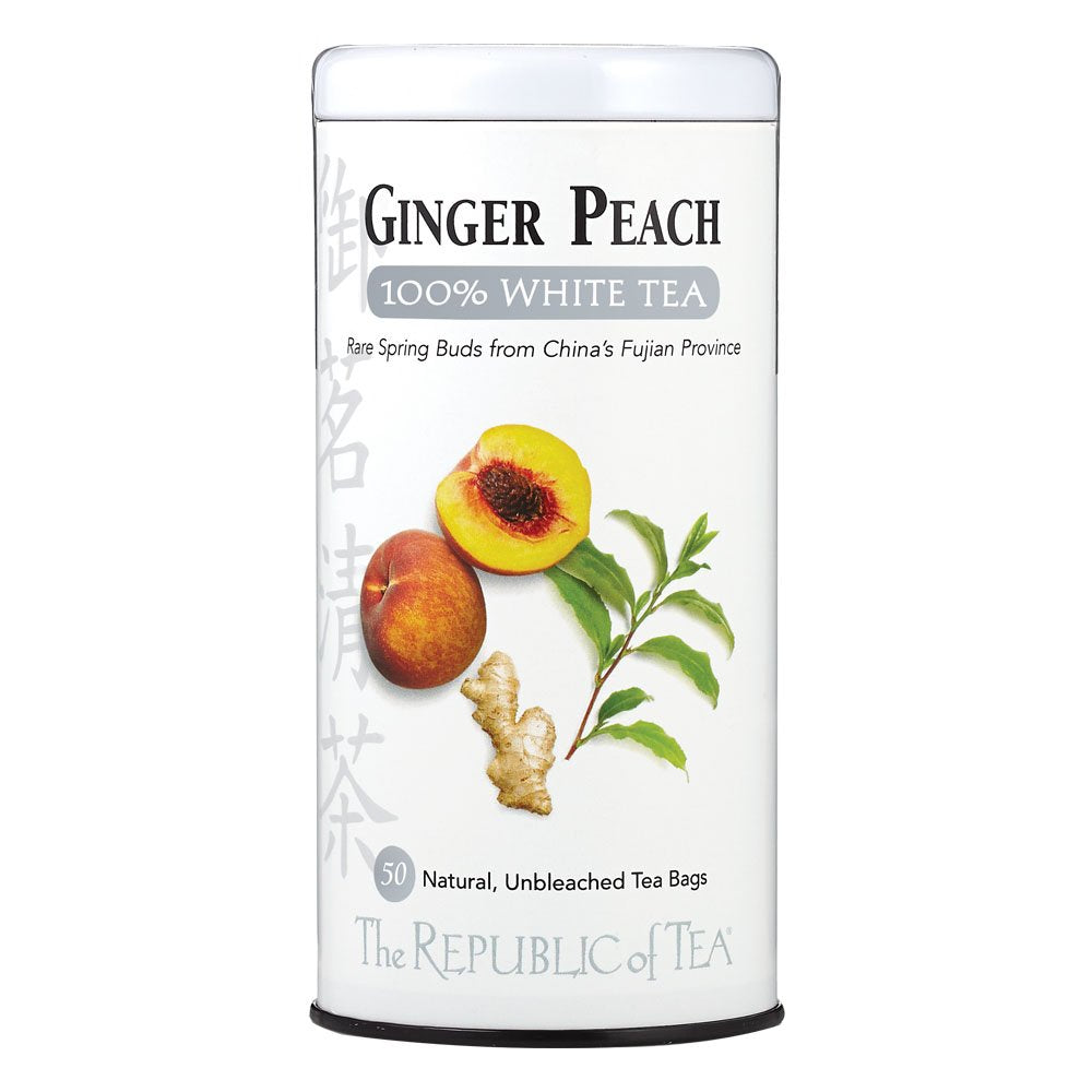 Ginger Peach 100% White Tea, Low Caffeine, 50 Count | The Republic of Tea