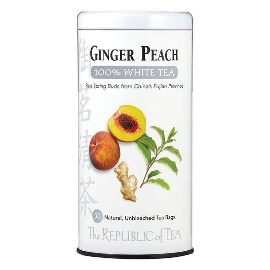 Ginger Peach 100% White Tea, Low Caffeine, 50 Count | The Republic of Tea