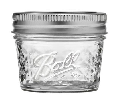 Ball Regular Mouth Quilted Crystal Jelly Jars with Lids and Bands, Used for Canning, Pickling, Juice, Jam, Jelly, Quarter Pint Size 4 Ounce (Pack of 6)