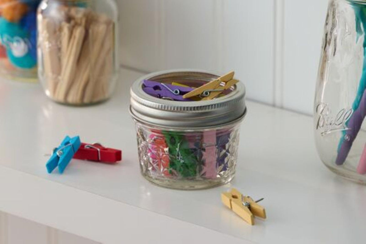 Ball Regular Mouth Quilted Crystal Jelly Jars with Lids and Bands, Used for Canning, Pickling, Juice, Jam, Jelly, Quarter Pint Size 4 Ounce (Pack of 6)