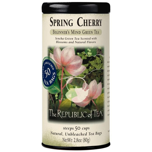 Spring Cherry Green Tea, Low Caffeine, 50 Count | The Republic of Tea