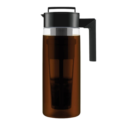 Takeya Deluxe Cold Brew Coffee Maker - BPA-Free Tritan Pitcher with Airtight Leakproof Lid, Silicone Grip Handle, Fine-Mesh Filter - Shatter-Proof, Dishwasher Safe, Made in USA - 2 Quart/Stone