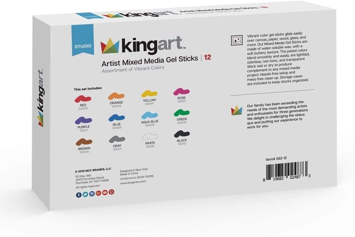 Mixed Media Gel Stick Crayons 12 Colors