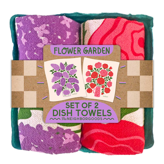 FLOWER GARDEN (Lilacs, Roses) - Tea Towel Set of 2