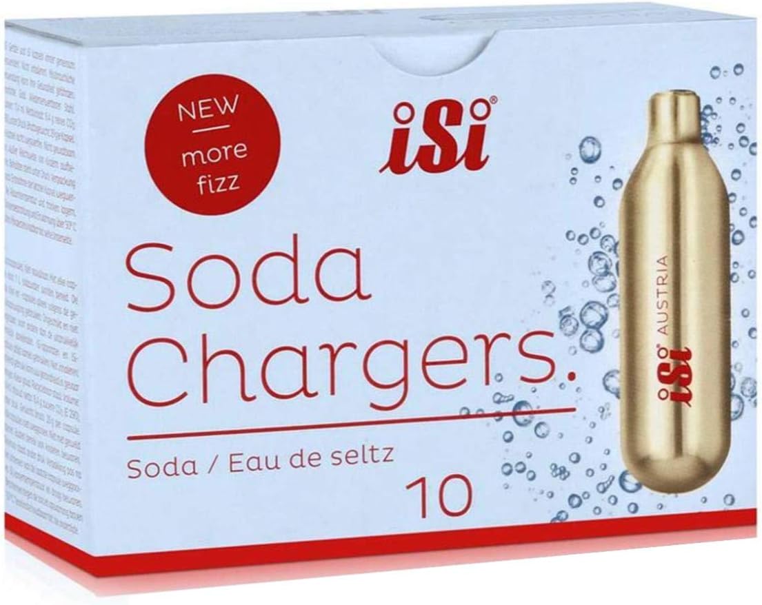 iSi Classic Steel Mesh SodaMaker Bottle (1 Quart) with CO2 Soda Siphon Chargers (10-Pack) Bundle - For making sparkling water beverages