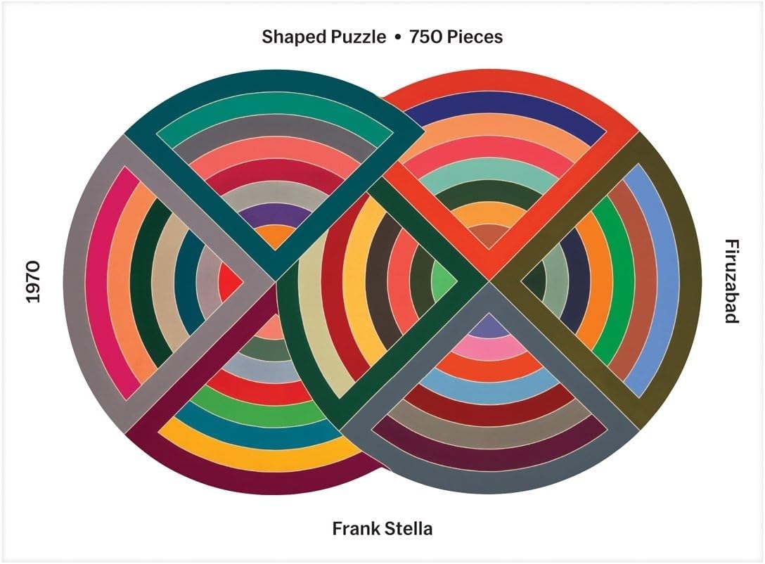 Galison MoMA Frank Stella Shaped Jigsaw Puzzle, 750 Pieces, 24 1/2” x 16 1/4” – Colorful Geometric Painting, Die-Cut Puzzle
