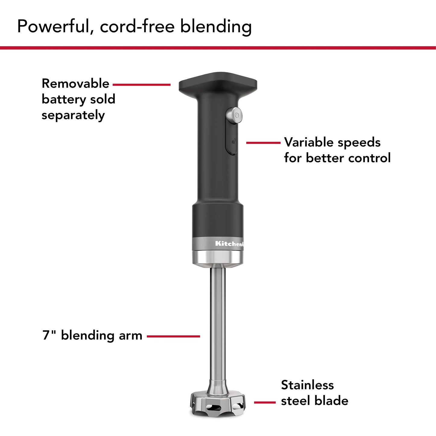 KitchenAid Go Cordless Hand Blender - battery included, KHBRV71, Porcelain White