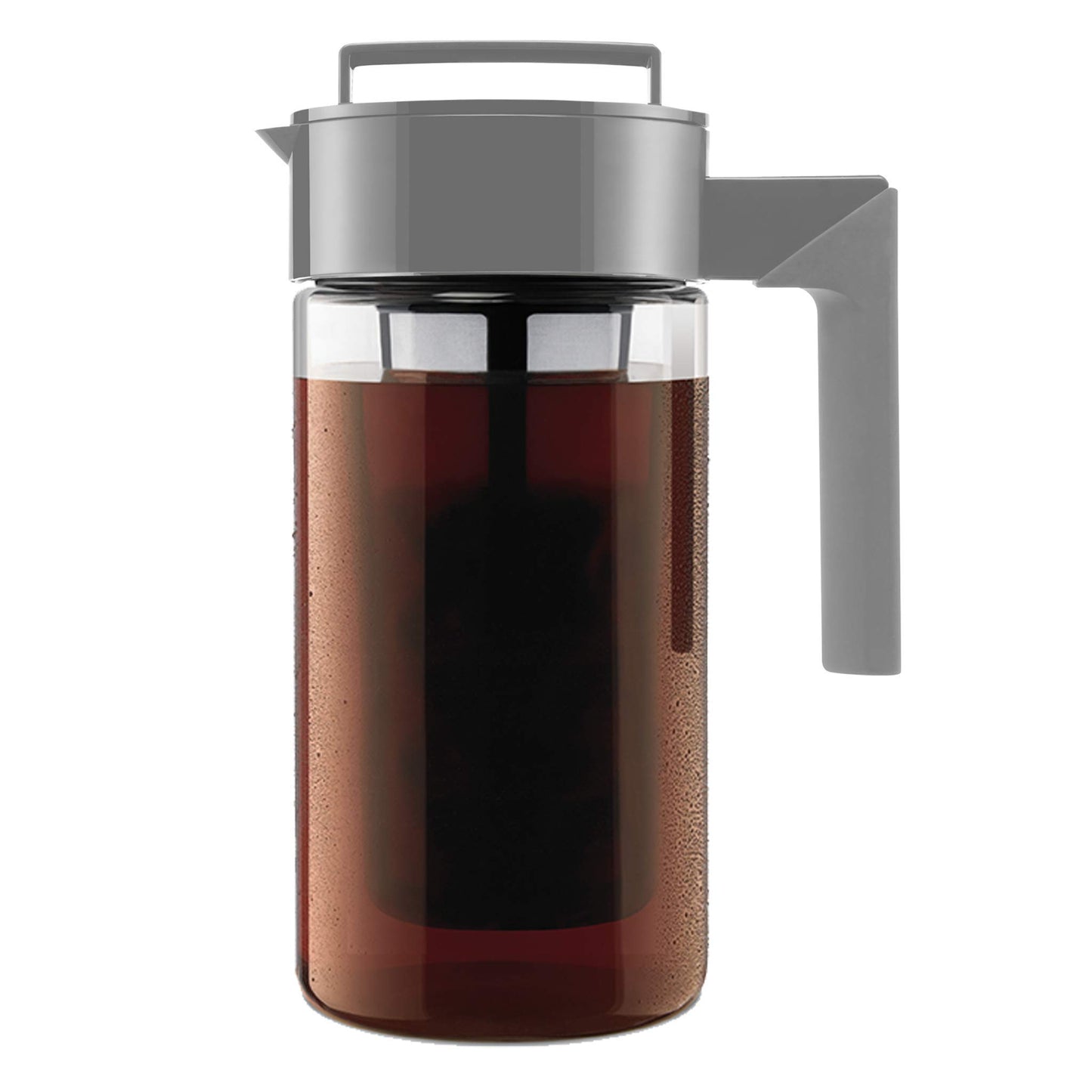 Takeya Deluxe Cold Brew Coffee Maker - BPA-Free Tritan Pitcher with Airtight Leakproof Lid, Silicone Grip Handle, Fine-Mesh Filter - Shatter-Proof, Dishwasher Safe, Made in USA - 2 Quart/Stone