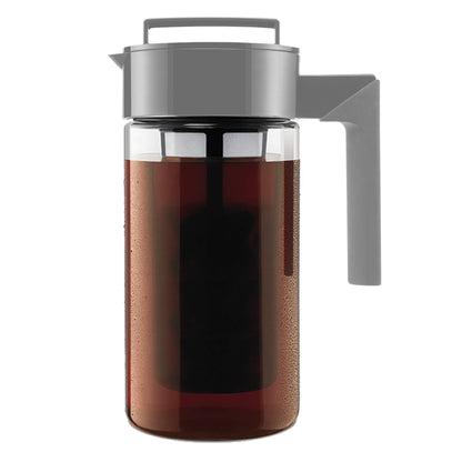 Takeya Deluxe Cold Brew Coffee Maker - BPA-Free Tritan Pitcher with Airtight Leakproof Lid, Silicone Grip Handle, Fine-Mesh Filter - Shatter-Proof, Dishwasher Safe, Made in USA - 2 Quart/Stone