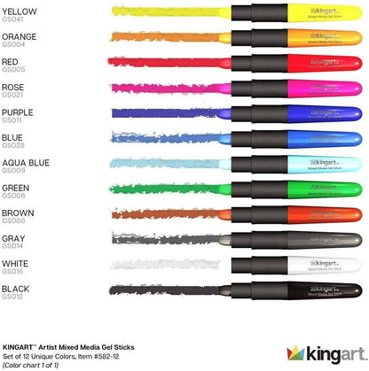 Mixed Media Gel Stick Crayons 12 Colors