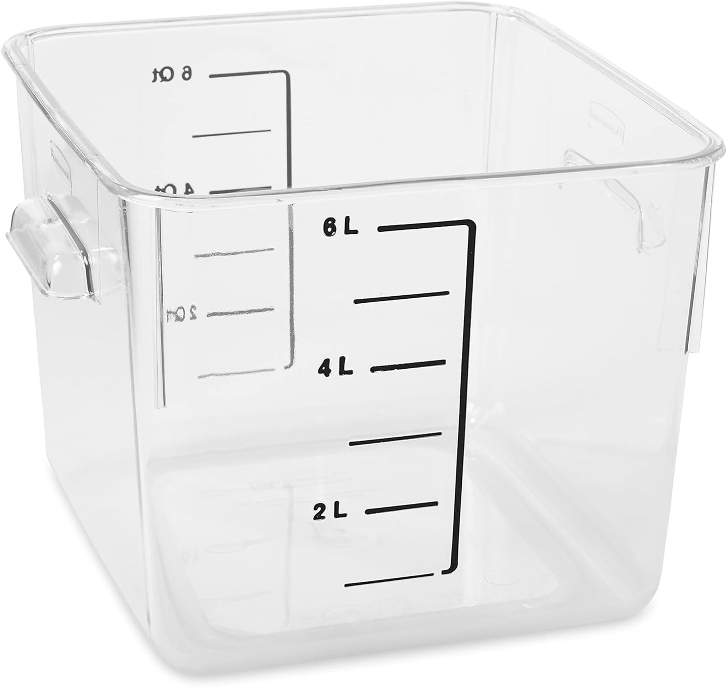 Rubbermaid Commercial Products, Space Saving Square Food Storage Container, 4 Quart, Clear, for Kitchen/Sous Vide/Meal Prep