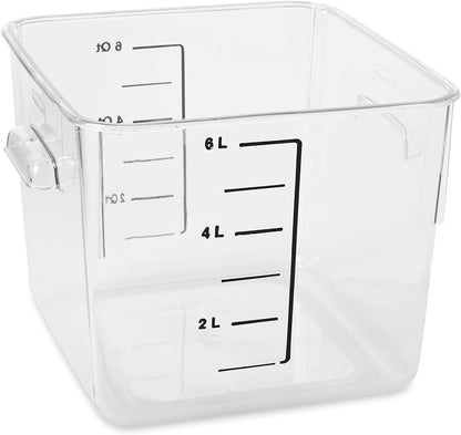 Rubbermaid Commercial Products, Space Saving Square Food Storage Container, 4 Quart, Clear, for Kitchen/Sous Vide/Meal Prep