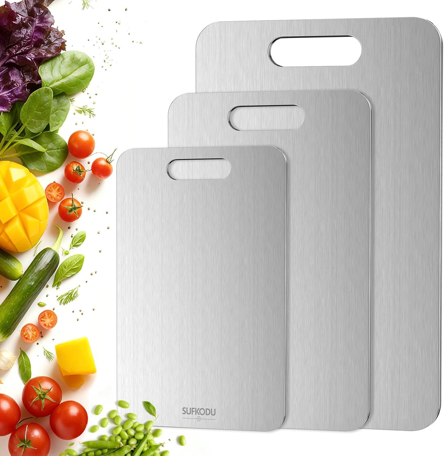 Titanium Cutting Board Set of 3 (M+L+XL）