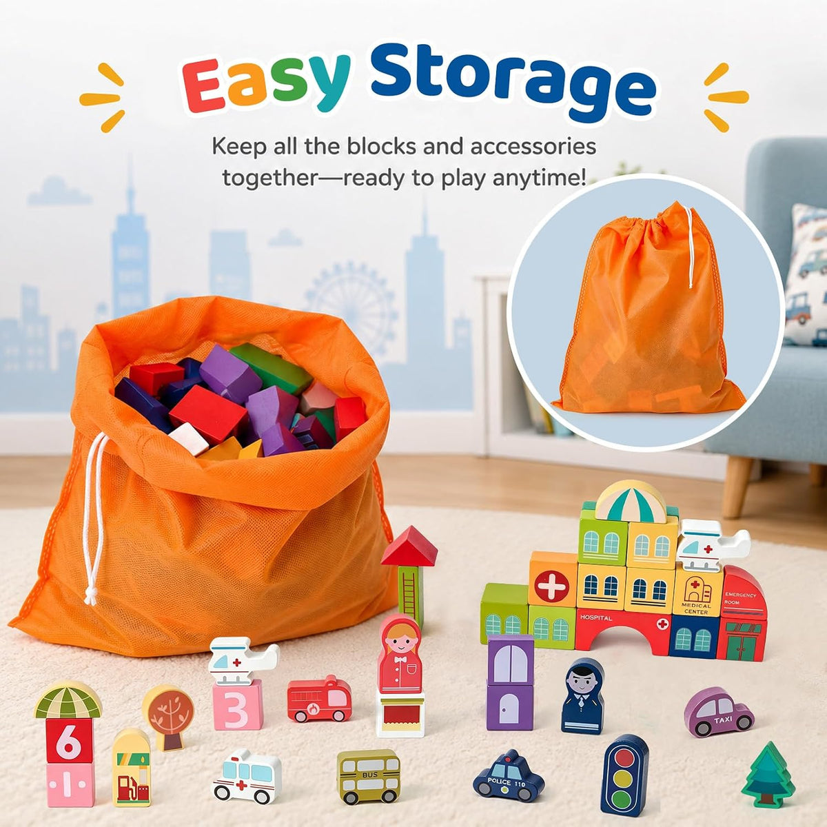 Wooden Building Blocks for Toddlers