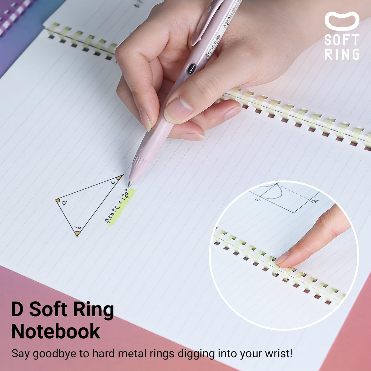KOKUYO Spiral Lined Notebook, 5 Pack 10'' x 7'' Pastel Journal B5 Campus Soft Ring Notebooks with Dot 7 mm Ruled, 40 Sheets, 1 Subject Notebook, Note Taking for School (SU-S111AT)