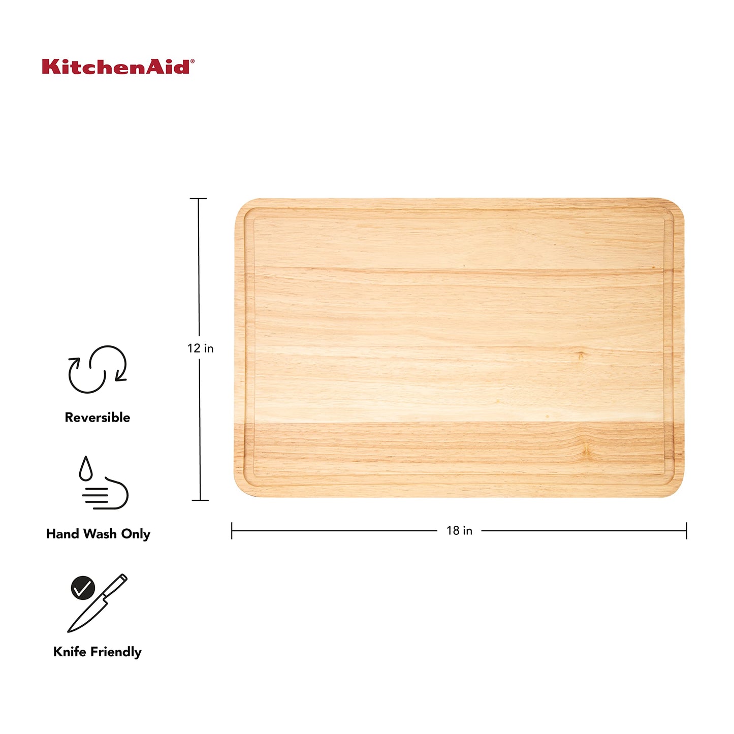 KitchenAid Rubberwood Cutting Board 8-inch x 10-Inch