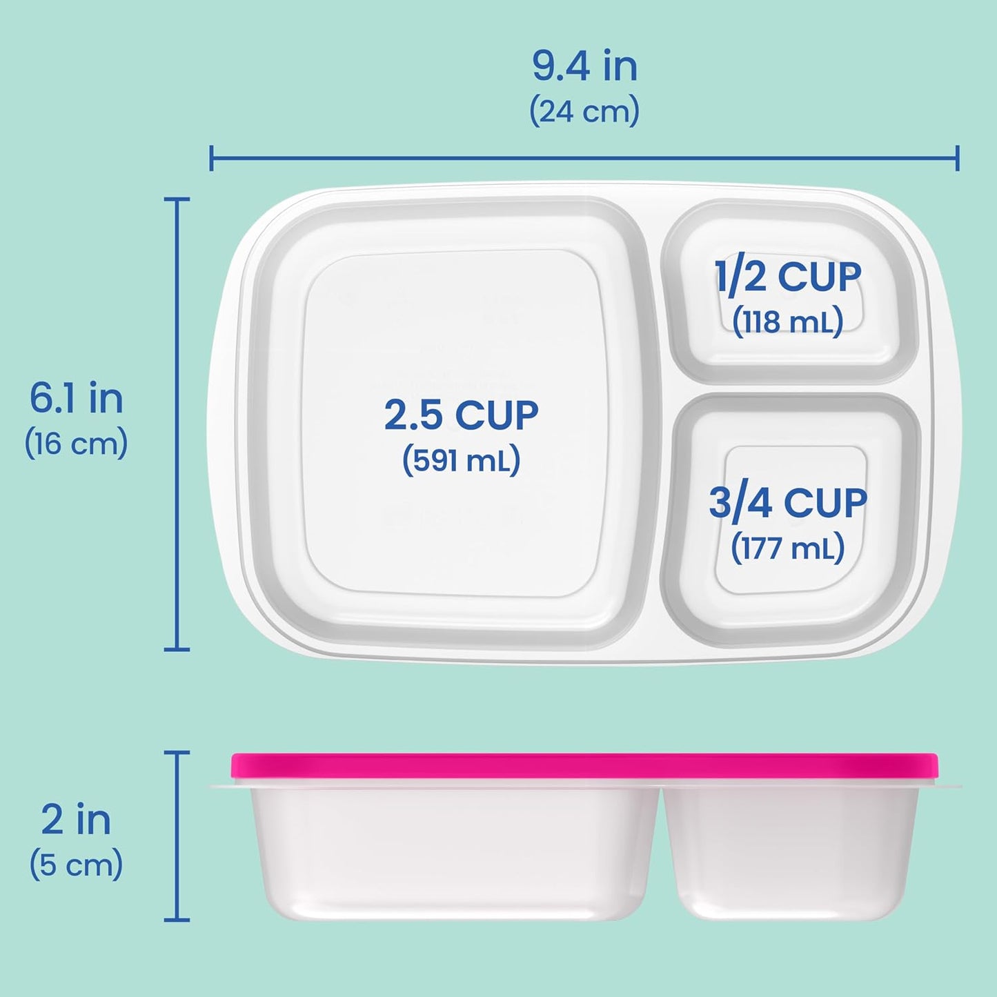 Bentgo Easyboxes - Original Stackable Lunch Boxes - Reusable 3-Compartment Food Containers