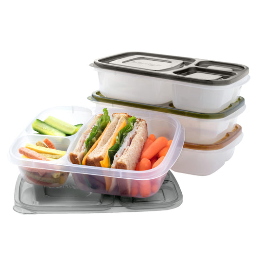 Bentgo Easyboxes - Original Stackable Lunch Boxes - Reusable 3-Compartment Food Containers