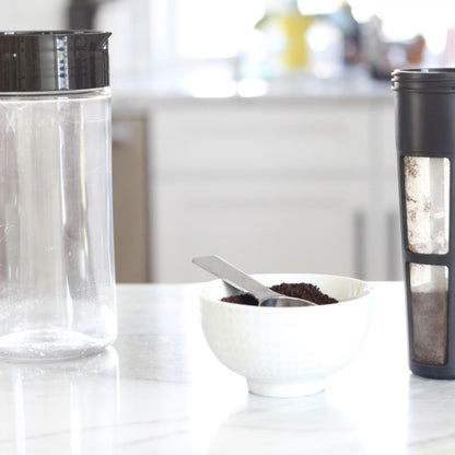 Takeya Deluxe Cold Brew Coffee Maker - BPA-Free Tritan Pitcher with Airtight Leakproof Lid, Silicone Grip Handle, Fine-Mesh Filter - Shatter-Proof, Dishwasher Safe, Made in USA - 2 Quart/Stone