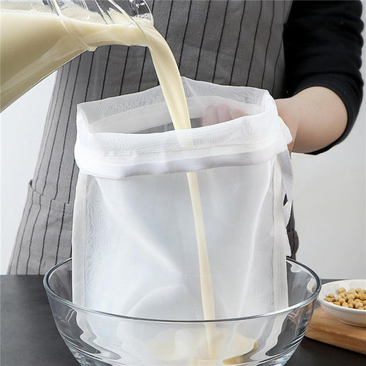 Reusable Fine Mesh Strainer Bag, Multi-Use Nylon Filter for Nut Milk Brewing & Juice Extraction, Food Grade Filtration Bag (200Mesh-2pcs)